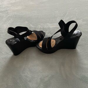 EUC Black Wedge Sandals